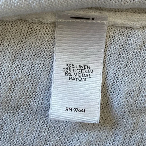 J.Jill Linen Blend Open Front Cardigan White Sz Small Petite - Picture 9 of 14